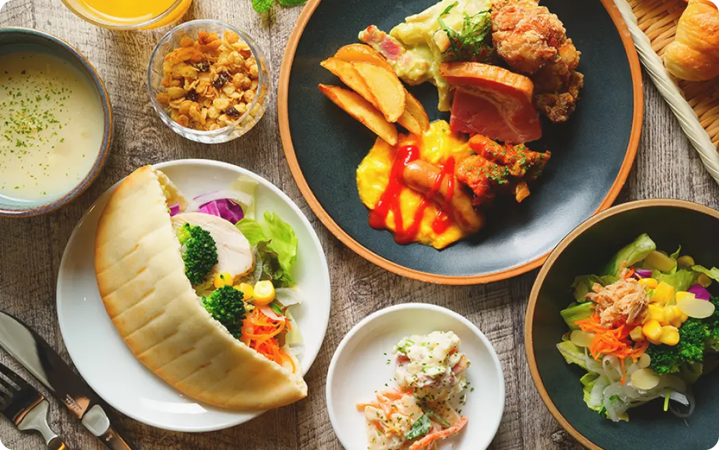 写真：朝食ブッフェの一例