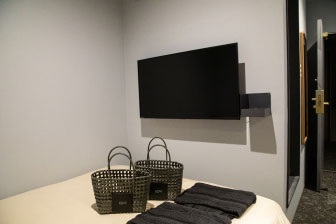 TV, Yukago (bath basket), samue (traditional Japanese loungewear)